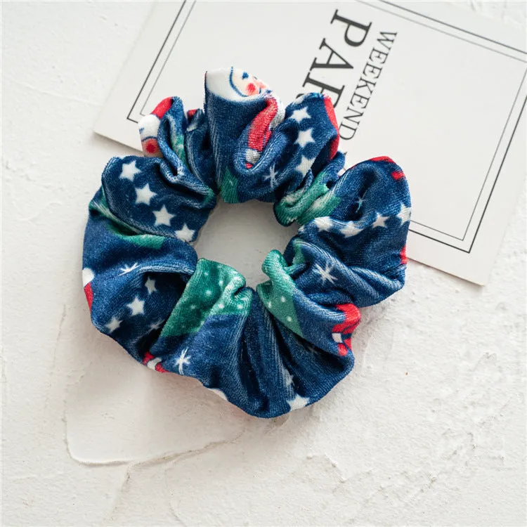 11pcs Girls' Hair Ring Autumn and Winter Christmas Flannel Hair Elastic-Multicolor Pattern
