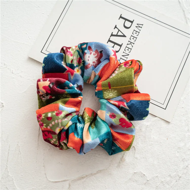 11pcs Girls' Hair Ring Autumn and Winter Christmas Flannel Hair Elastic-Multicolor Pattern