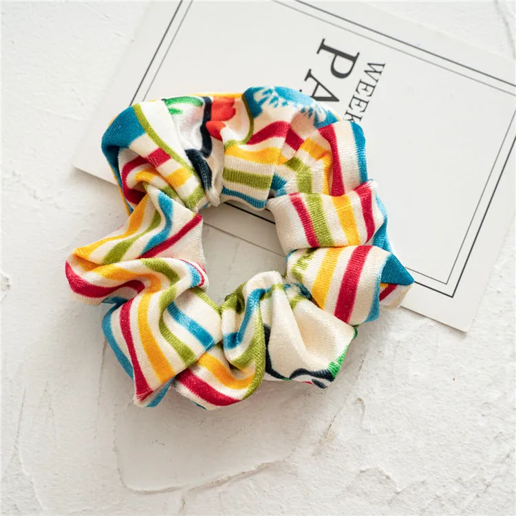 11pcs Girls' Hair Ring Autumn and Winter Christmas Flannel Hair Elastic-Multicolor Pattern