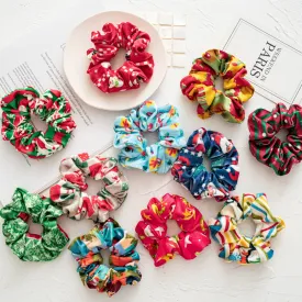 11pcs Girls' Hair Ring Autumn and Winter Christmas Flannel Hair Elastic-Multicolor Pattern