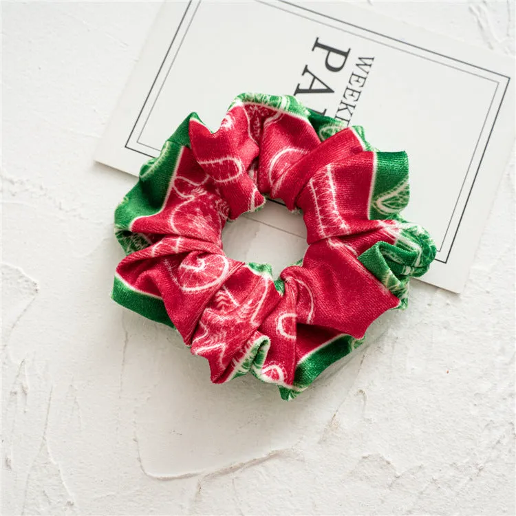 11pcs Girls' Hair Ring Autumn and Winter Christmas Flannel Hair Elastic-Multicolor Pattern