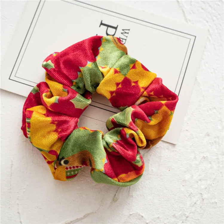 11pcs Girls' Hair Ring Autumn and Winter Christmas Flannel Hair Elastic-Multicolor Pattern