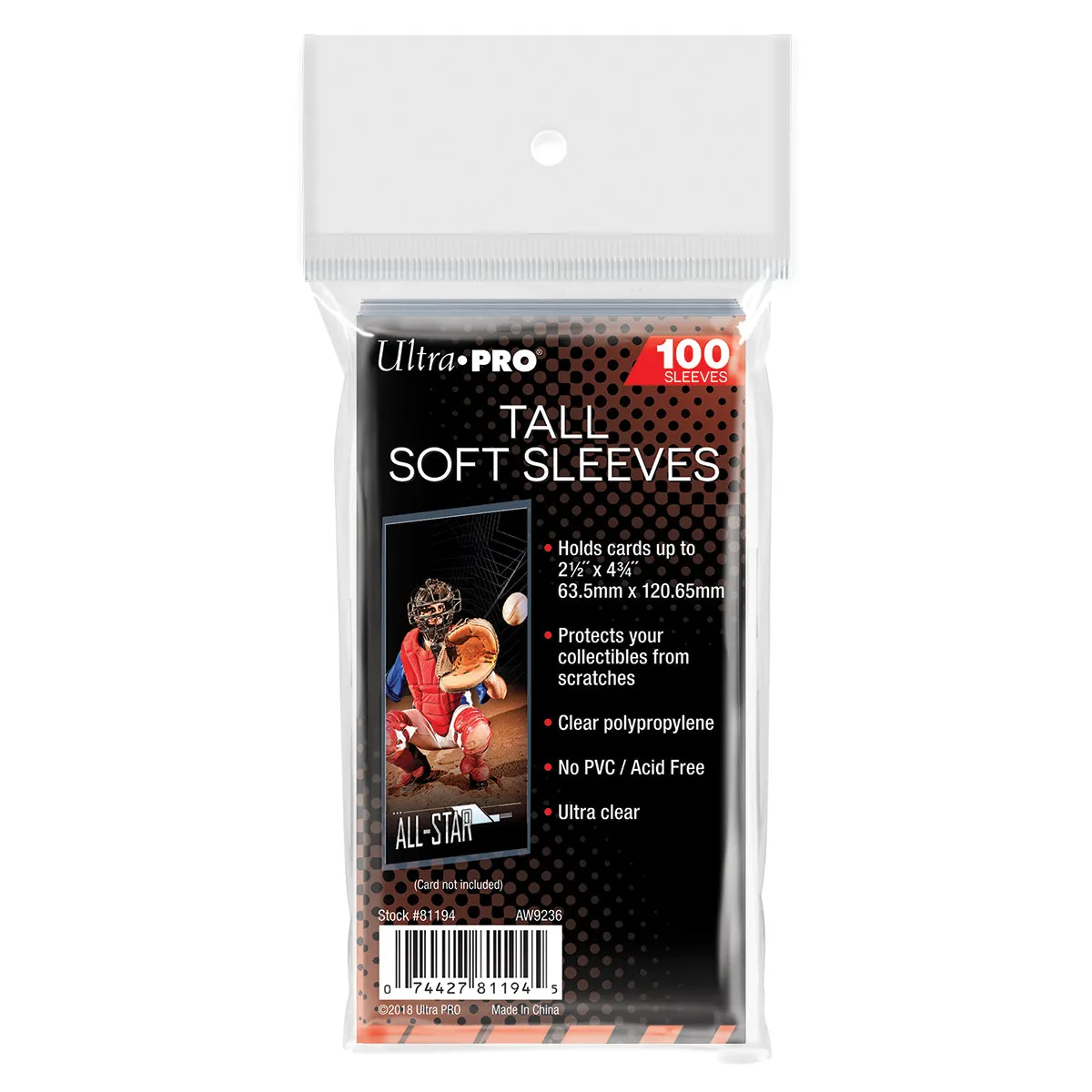 2-1/2" x 4-3/4" Tall Card Soft Sleeves (100ct)