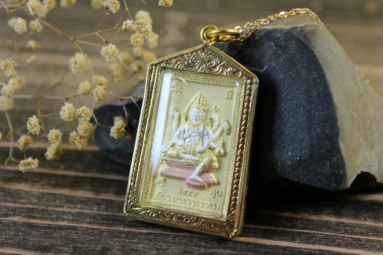 2 Inch Encased Ganesh and Thai Deity Amulet