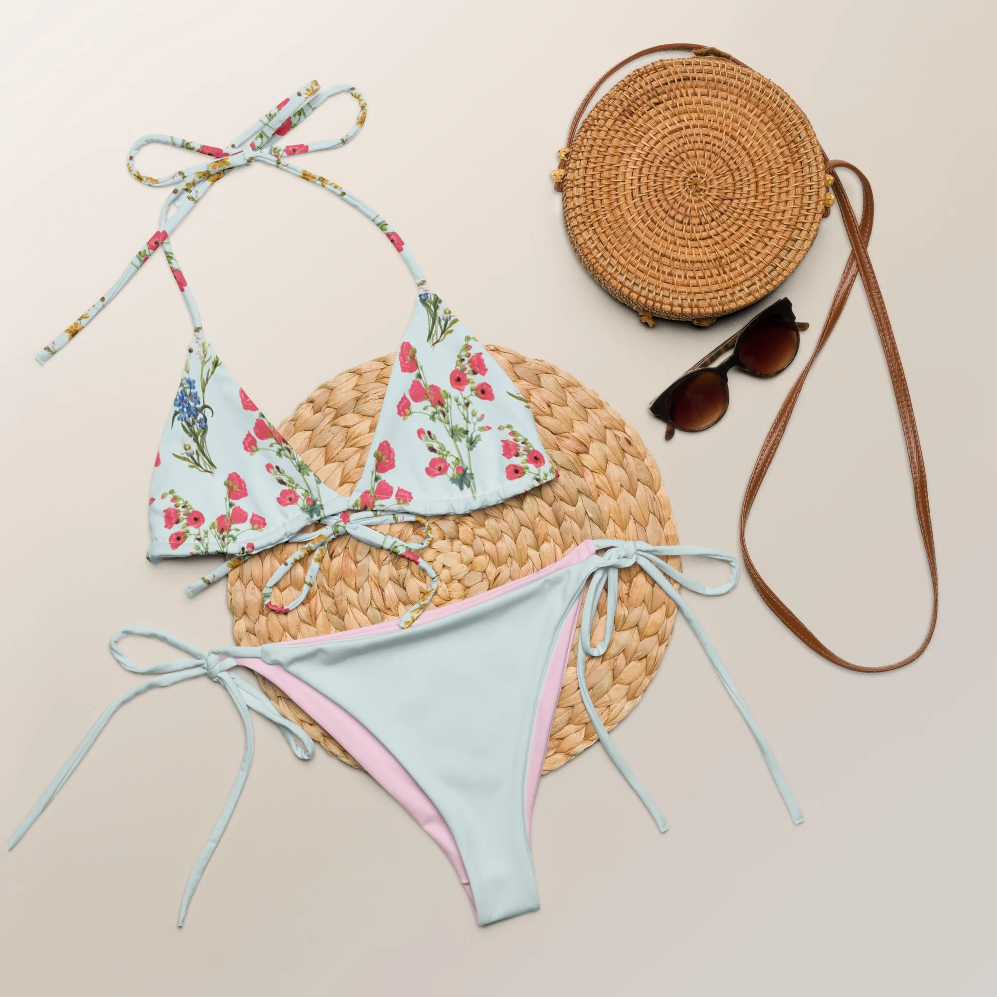 All-over print recycled string bikini
