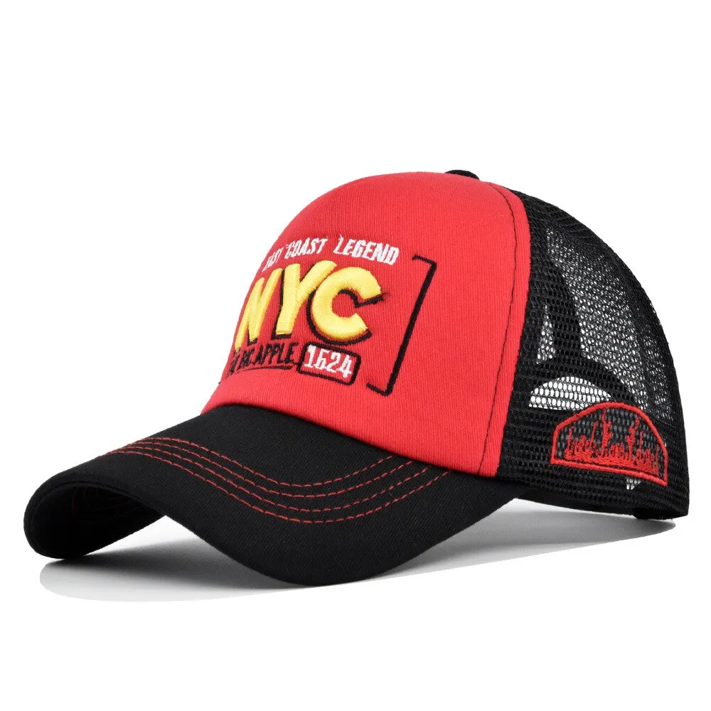 Baseball Cap Adult Net cap Summer hat Mesh Hat Breathable hat Unisex NYC Letter Embroidery Street dance