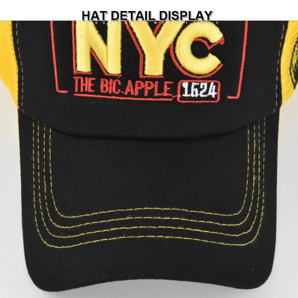 Baseball Cap Adult Net cap Summer hat Mesh Hat Breathable hat Unisex NYC Letter Embroidery Street dance