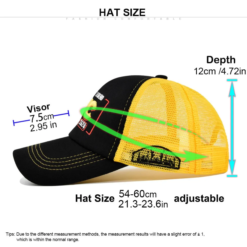 Baseball Cap Adult Net cap Summer hat Mesh Hat Breathable hat Unisex NYC Letter Embroidery Street dance