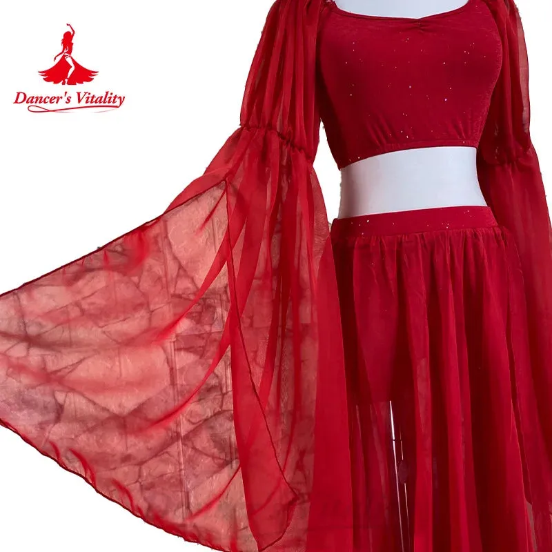 Bellydance Costumes Suit Customized Trumpet Sleeve Top Comfortable Long Skirt 2pcs Women's Oriental Dance Performance Clothing