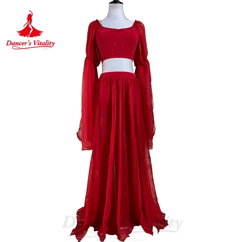 Bellydance Costumes Suit Customized Trumpet Sleeve Top Comfortable Long Skirt 2pcs Women's Oriental Dance Performance Clothing