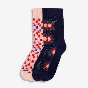 Bikini Sous La Pluie x Tie Bar Kaleidoscope Hearts and Floral Bursts 2-Pack Dress Socks