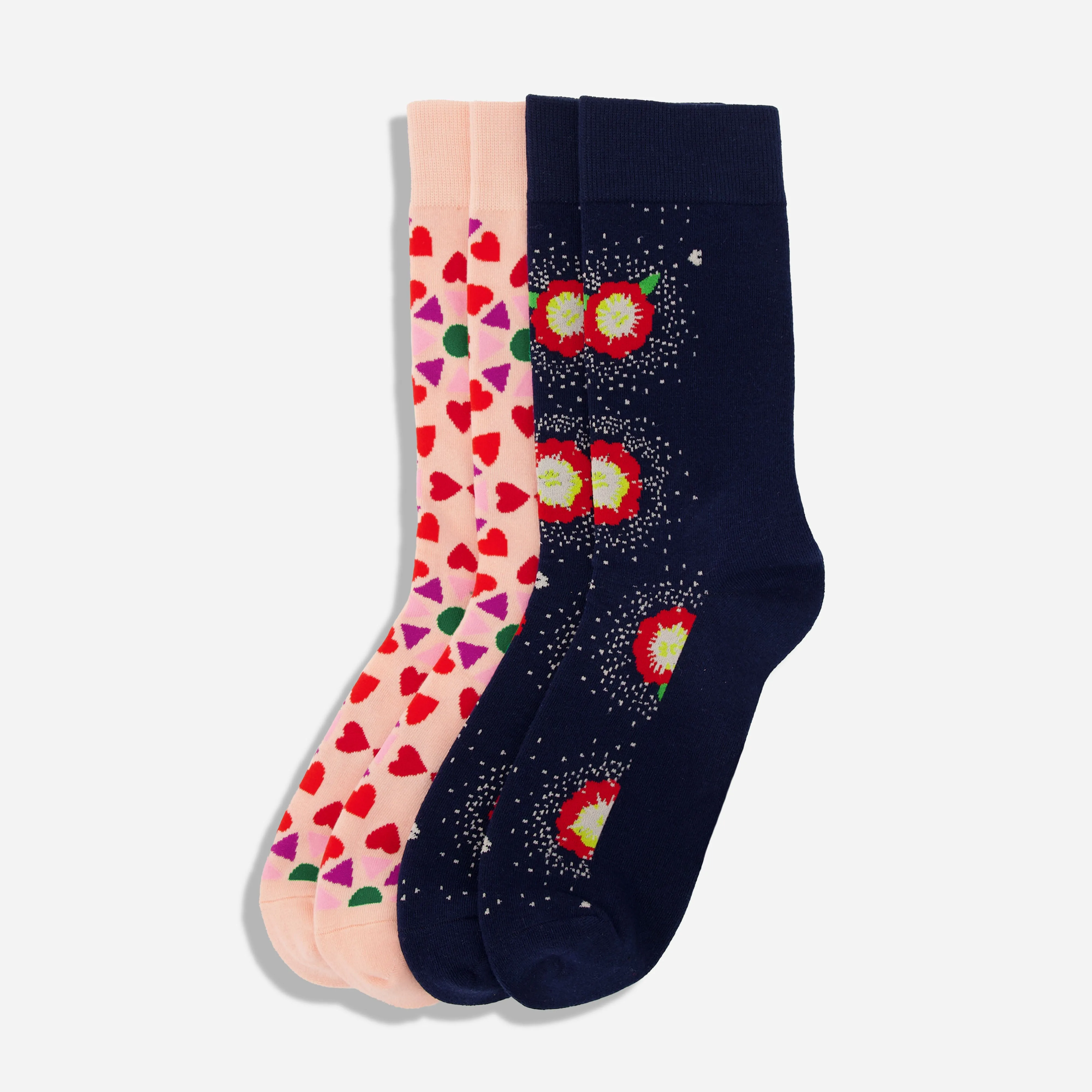 Bikini Sous La Pluie x Tie Bar Kaleidoscope Hearts and Floral Bursts 2-Pack Dress Socks