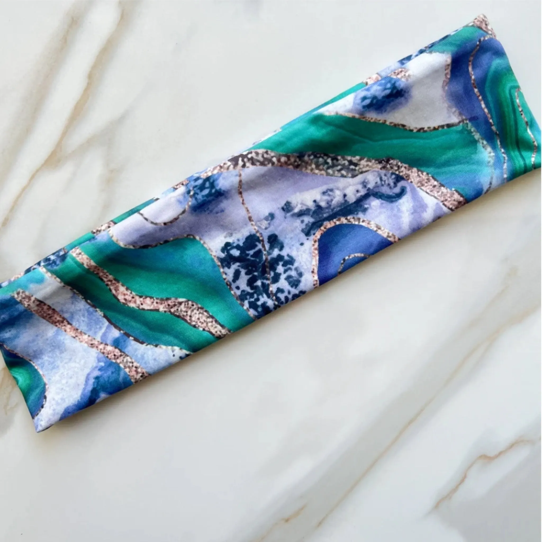 Blue Marble Cotton Headband by Valeri