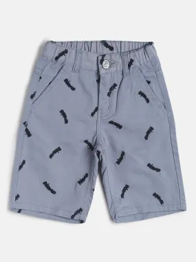 Boys Grey Embroidered Cotton Bermuda