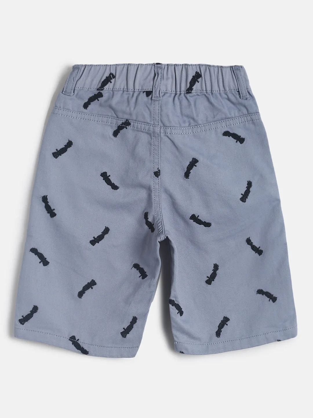Boys Grey Embroidered Cotton Bermuda