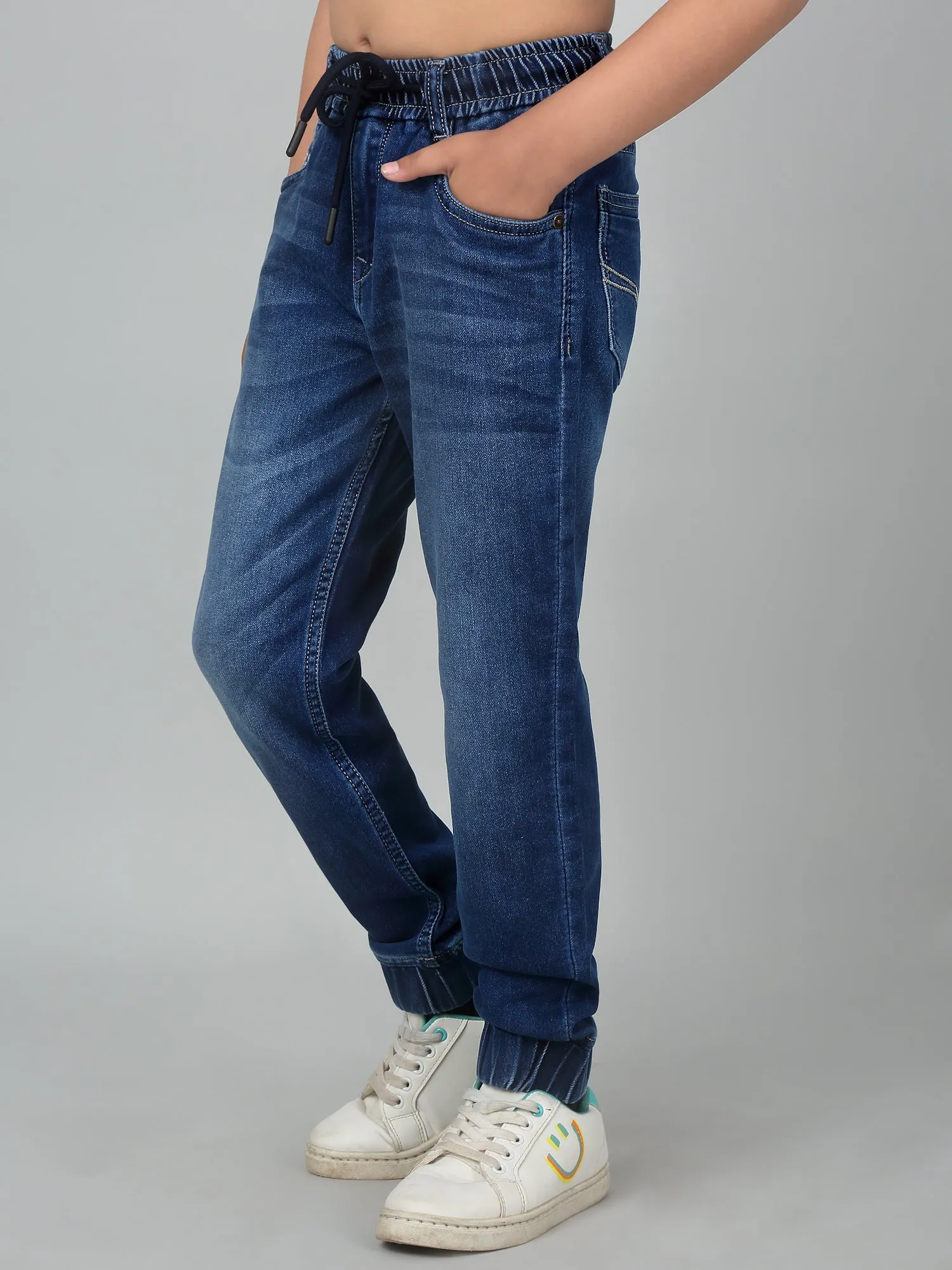 Cantabil Boy's Dark Blue Solid Stretchable Jogger