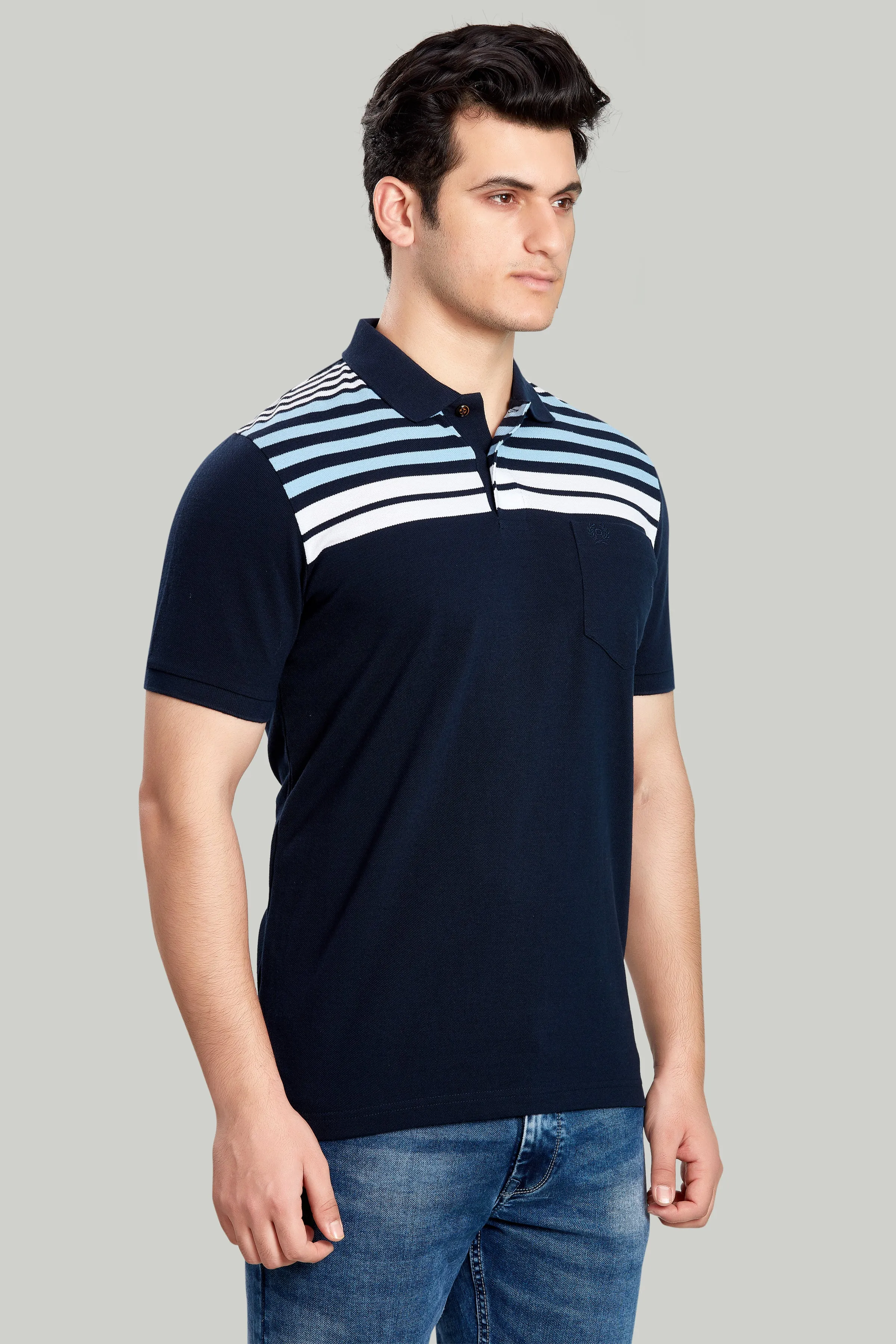 Chest Stripe Pique Polo