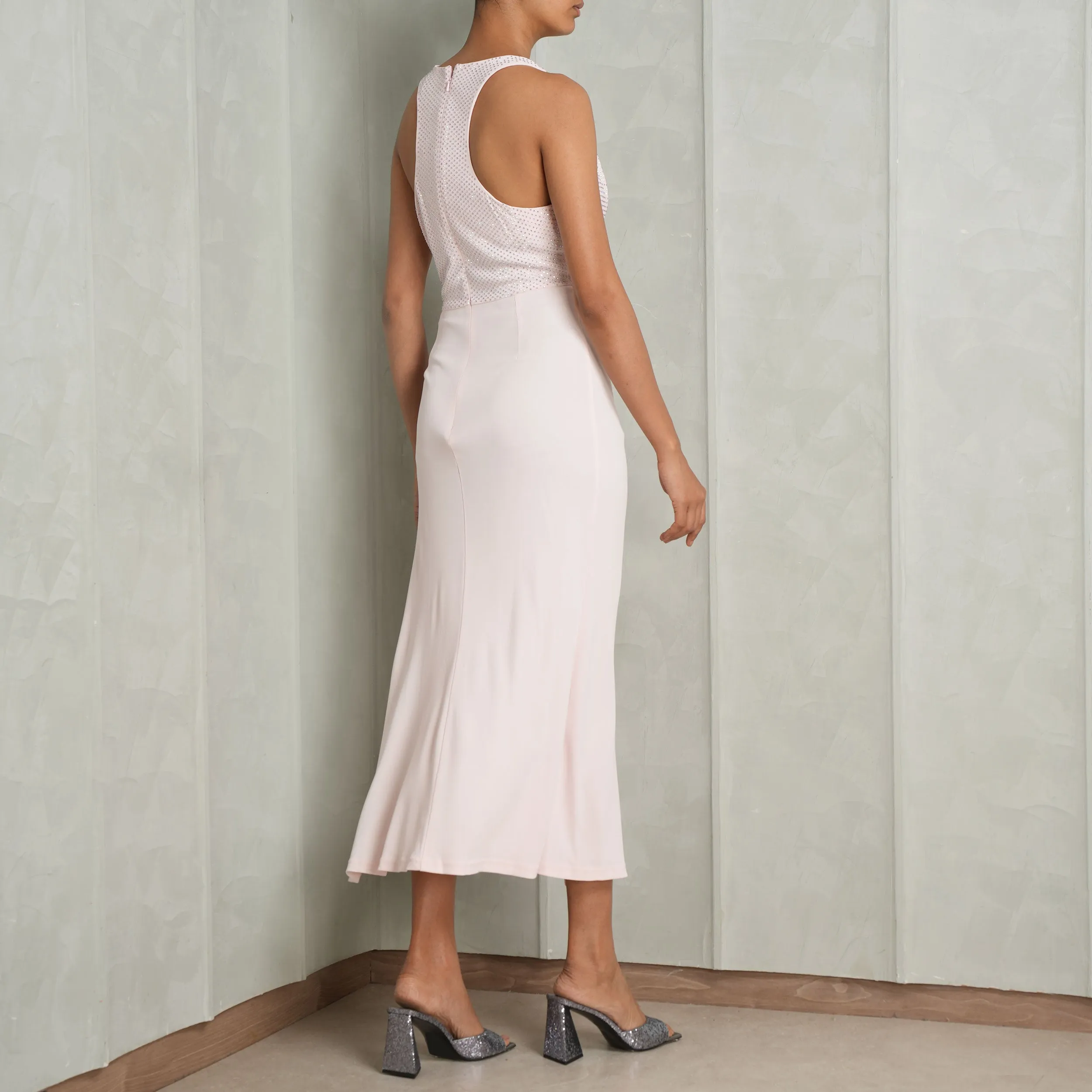 Crystal Draped Midi Dress