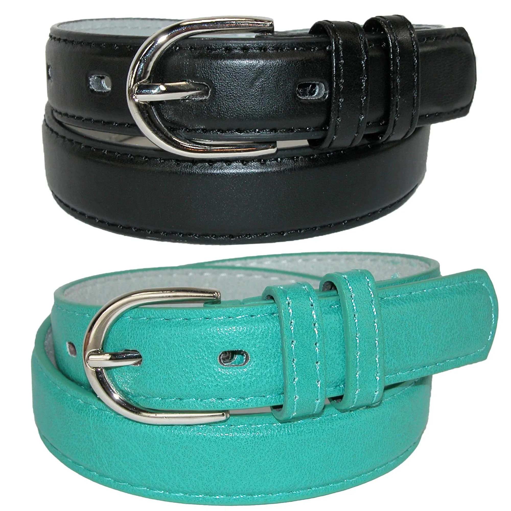 CTM® Kid's Basic Leather Dress Belt (Pack of 2 Colors)