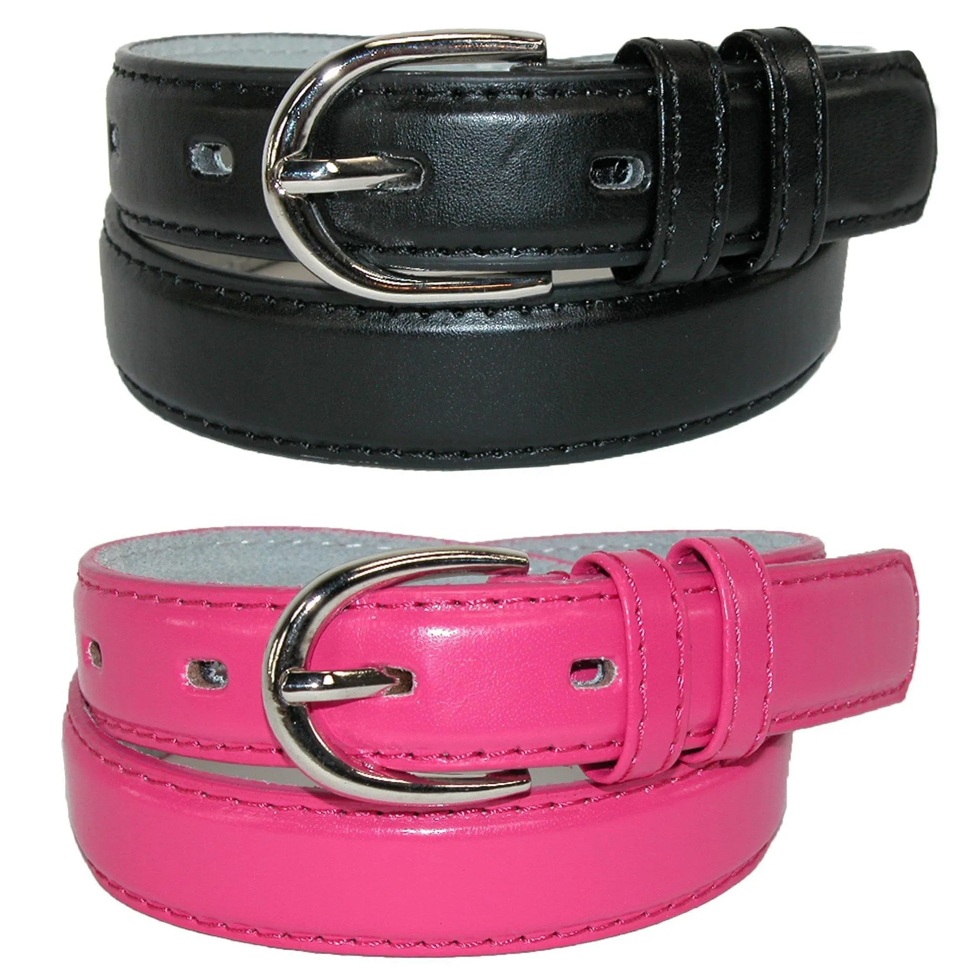 CTM® Kid's Basic Leather Dress Belt (Pack of 2 Colors)