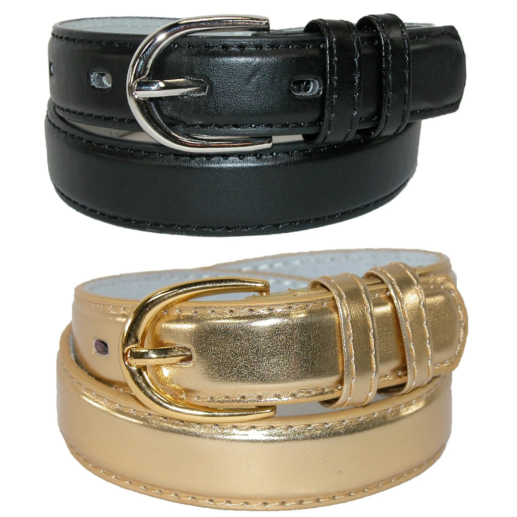 CTM® Kid's Basic Leather Dress Belt (Pack of 2 Colors)