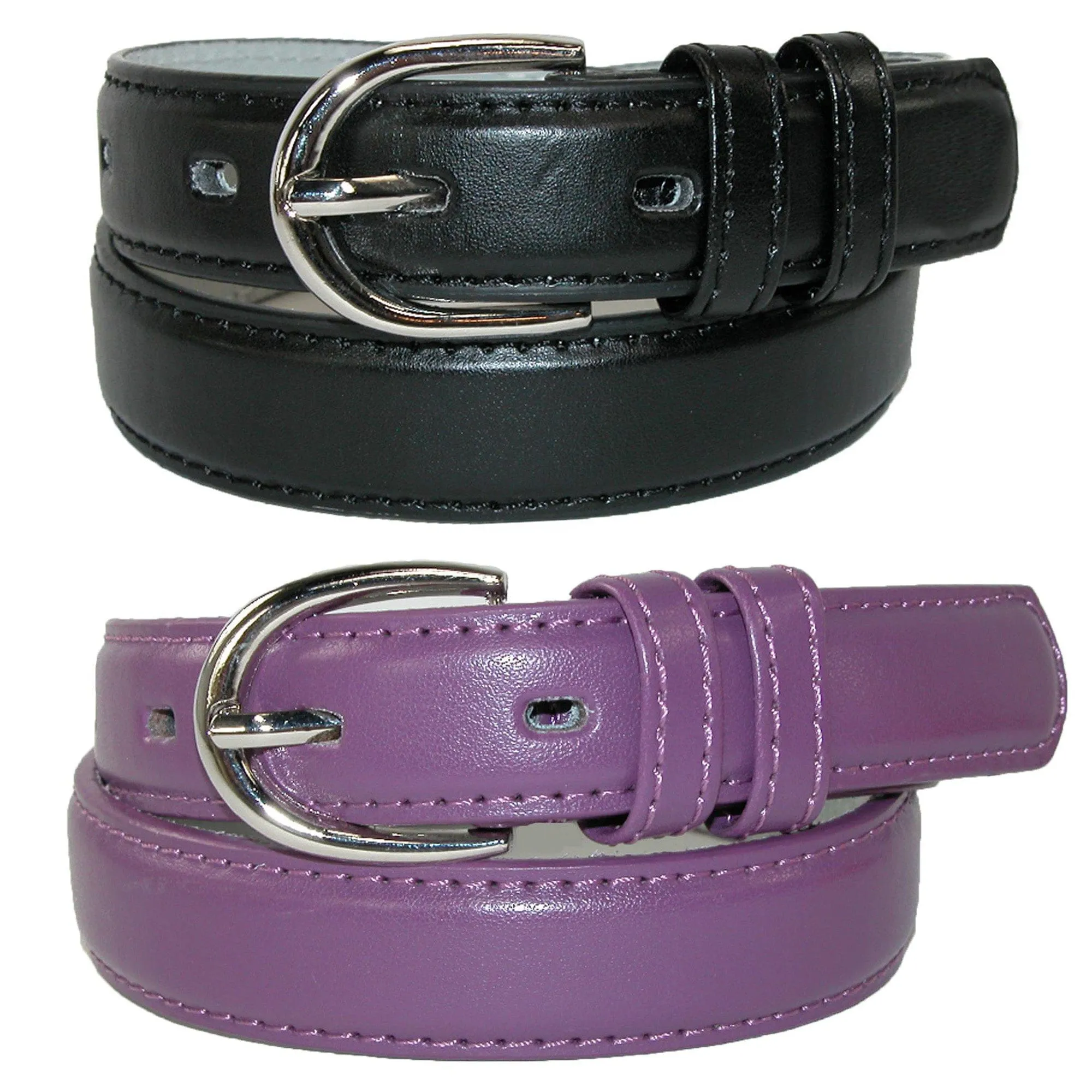 CTM® Kid's Basic Leather Dress Belt (Pack of 2 Colors)