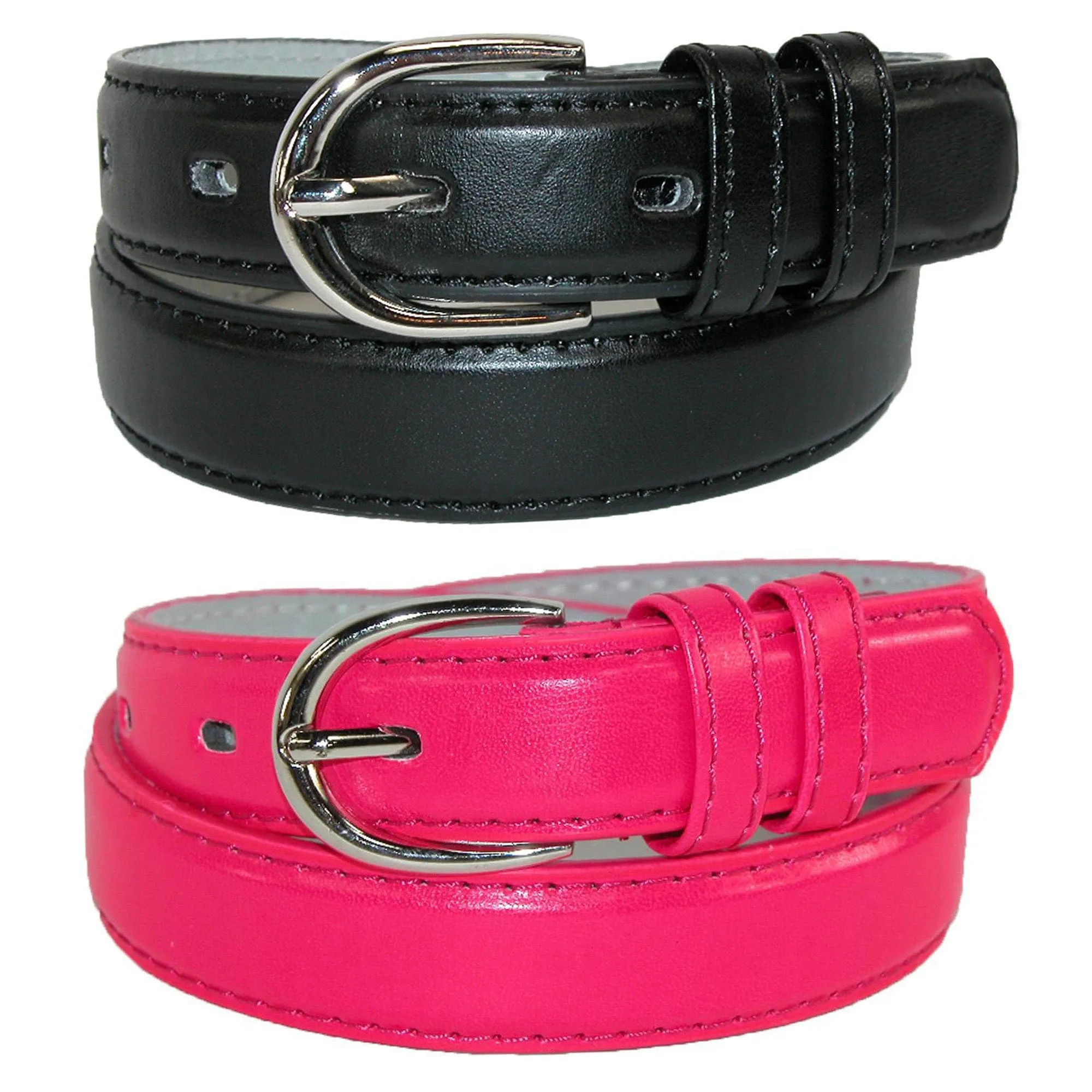 CTM® Kid's Basic Leather Dress Belt (Pack of 2 Colors)