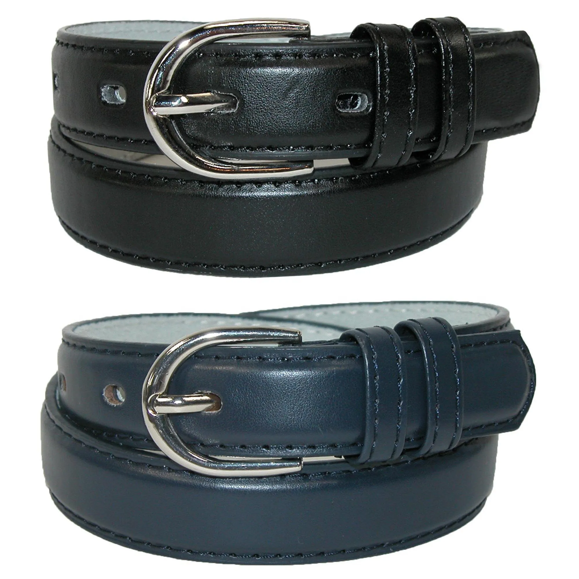 CTM® Kid's Basic Leather Dress Belt (Pack of 2 Colors)