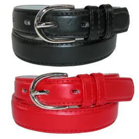 CTM® Kid's Basic Leather Dress Belt (Pack of 2 Colors)