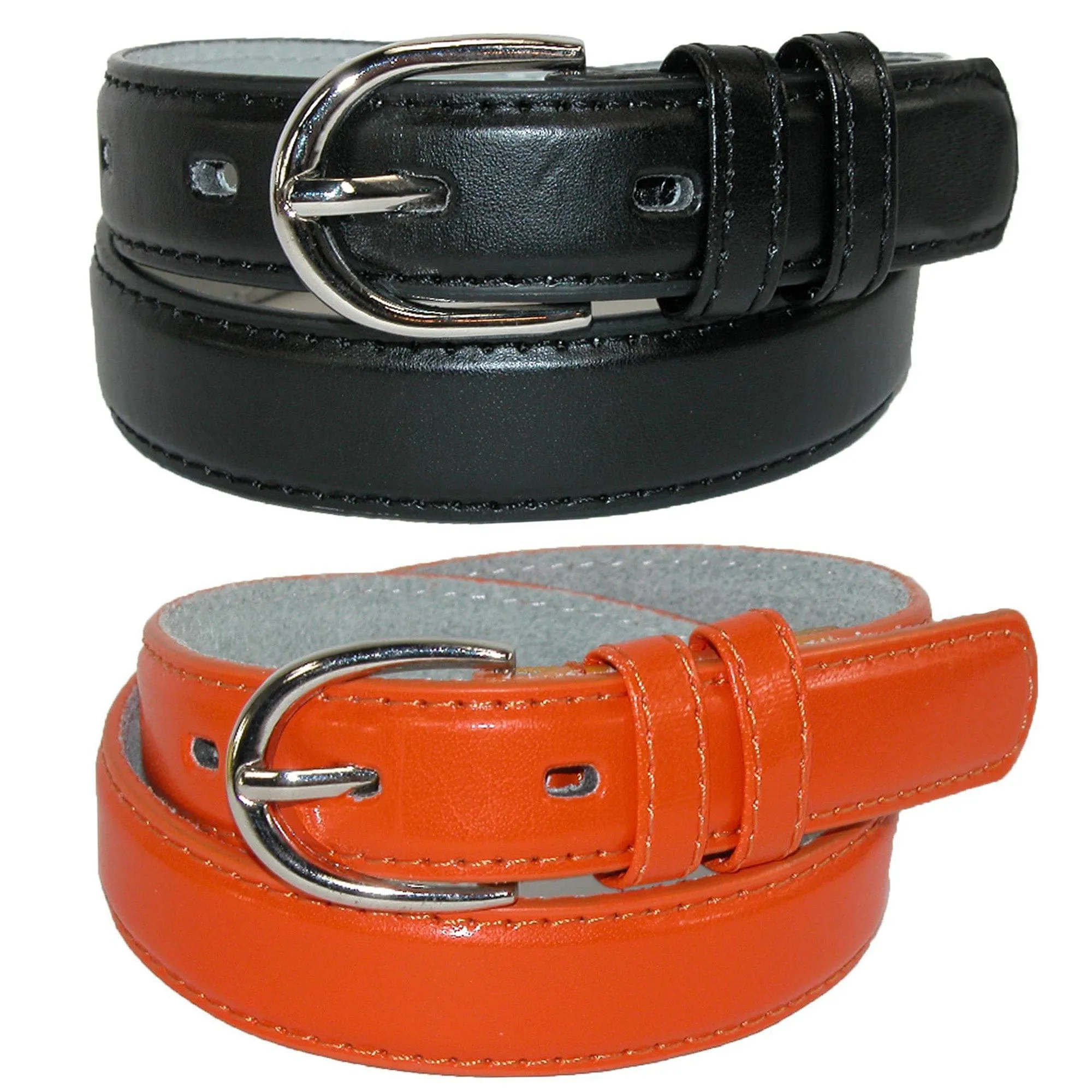 CTM® Kid's Basic Leather Dress Belt (Pack of 2 Colors)