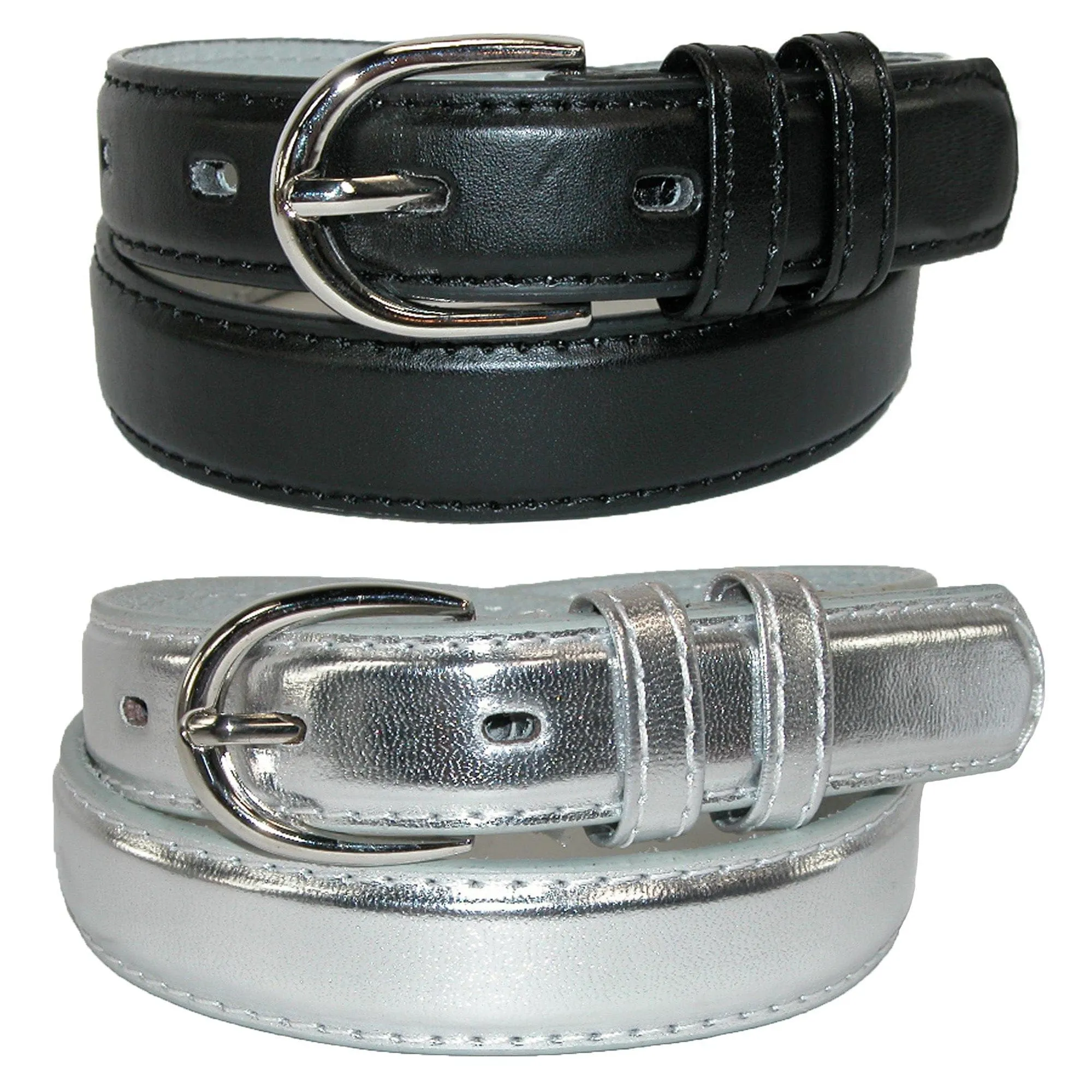 CTM® Kid's Basic Leather Dress Belt (Pack of 2 Colors)