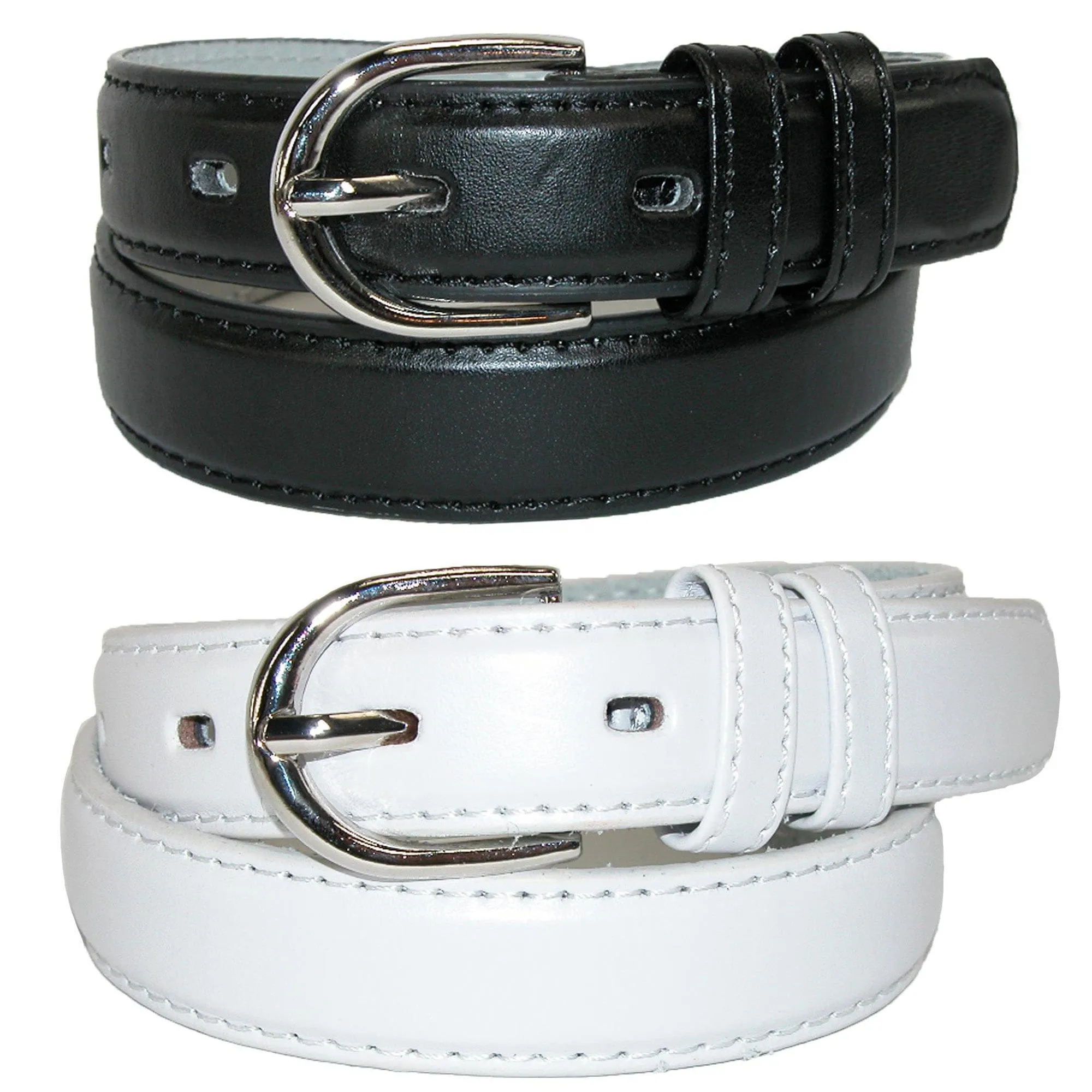 CTM® Kid's Basic Leather Dress Belt (Pack of 2 Colors)