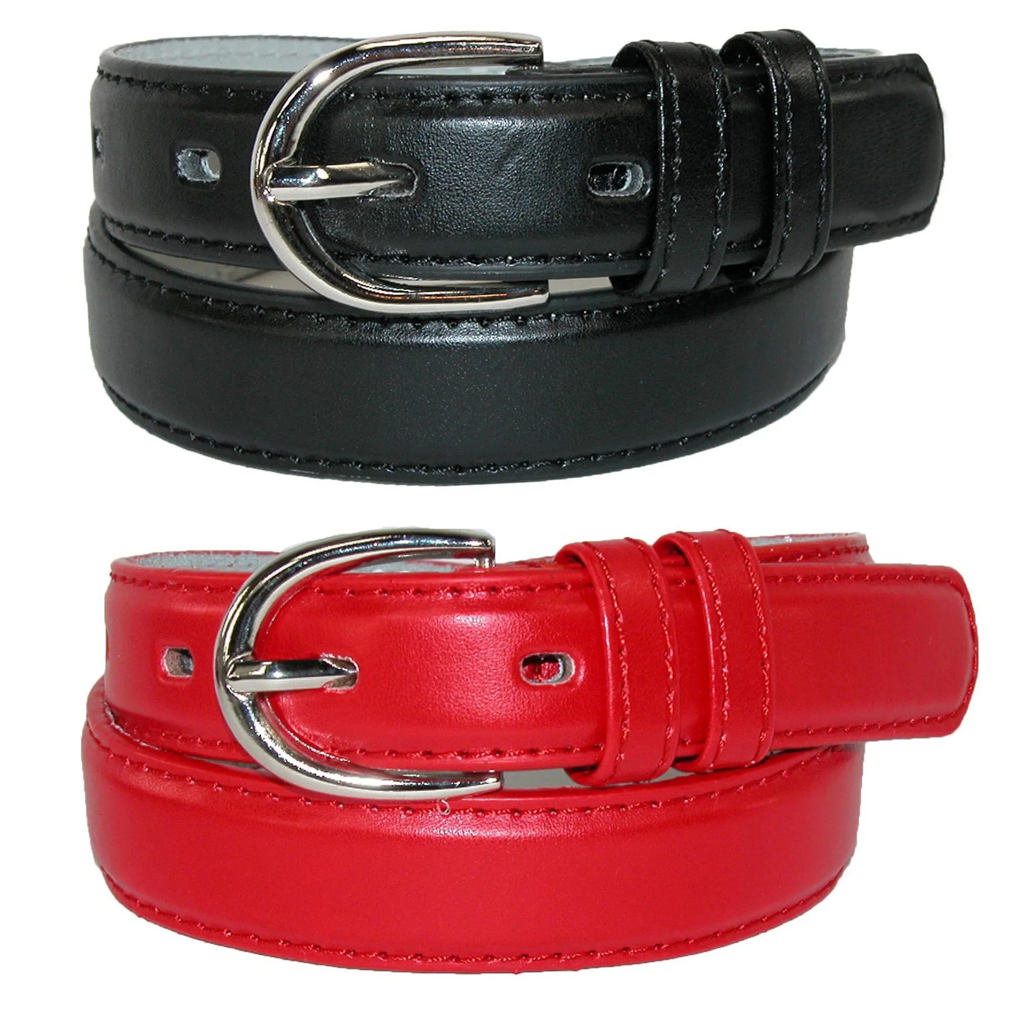 CTM® Kid's Basic Leather Dress Belt (Pack of 2 Colors)