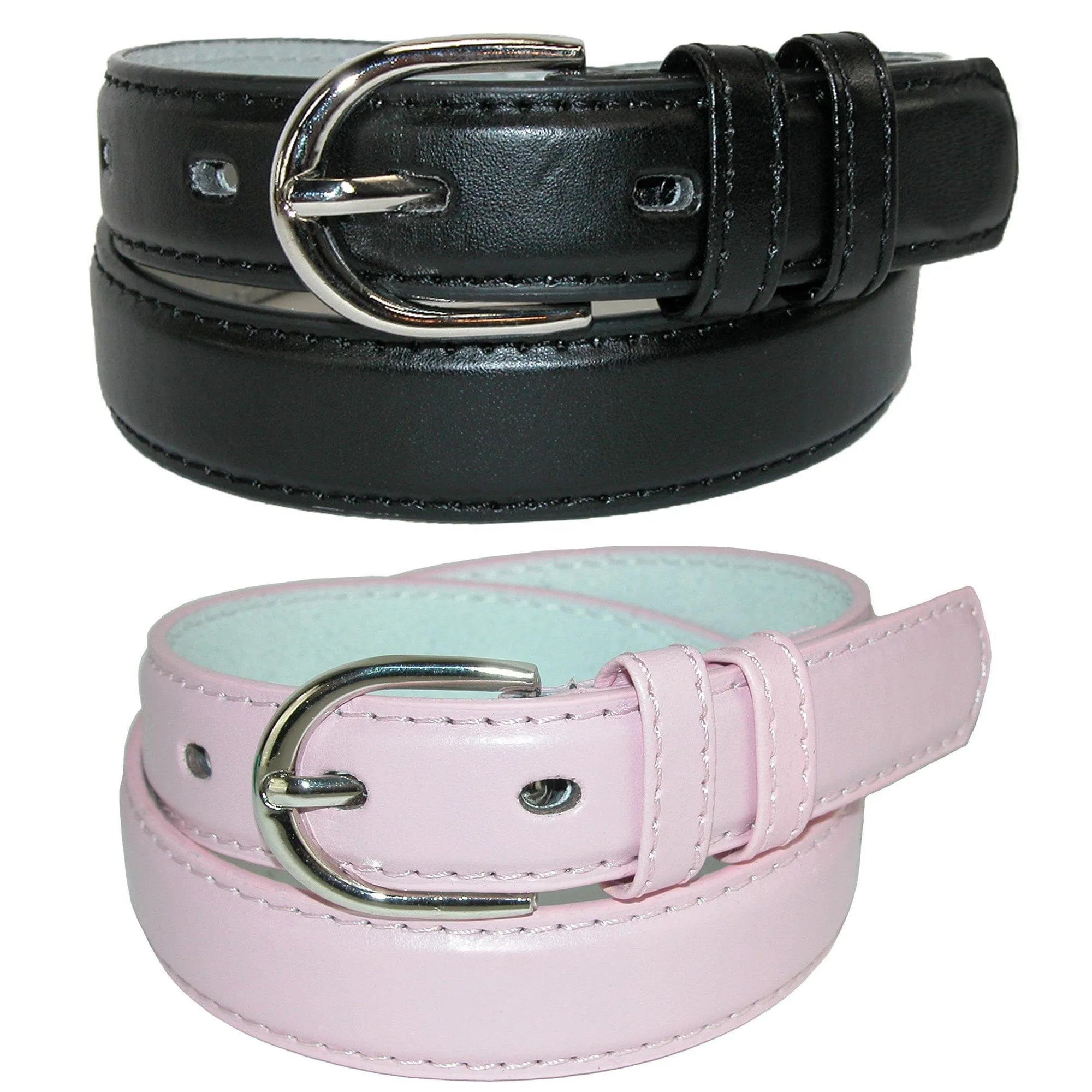 CTM® Kid's Basic Leather Dress Belt (Pack of 2 Colors)