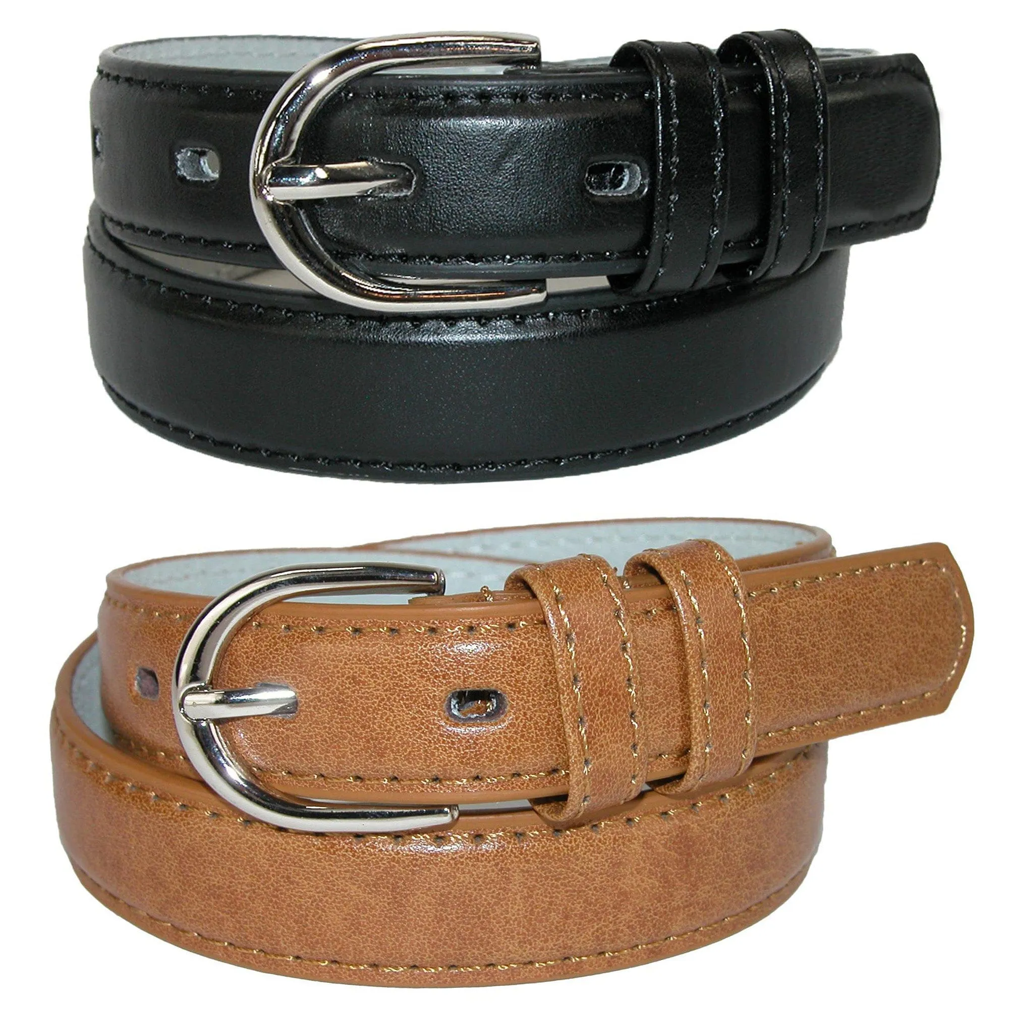 CTM® Kid's Basic Leather Dress Belt (Pack of 2 Colors)