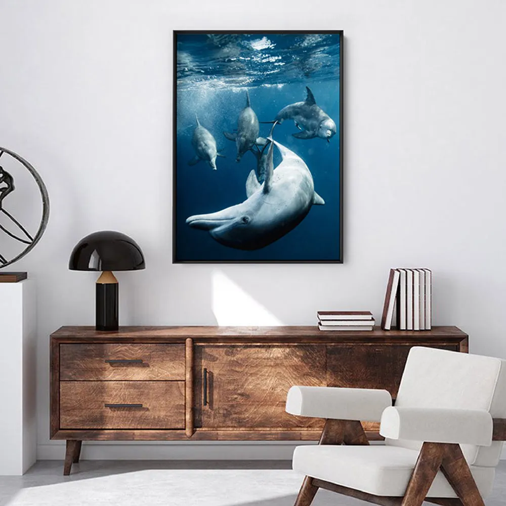 Dolphins Under the Sea - Art Print