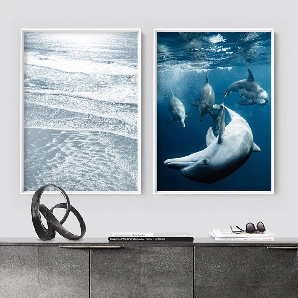 Dolphins Under the Sea - Art Print