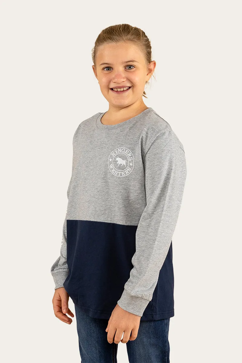 Duo Kids Long Sleeve T-Shirt - Grey Marle/College Navy