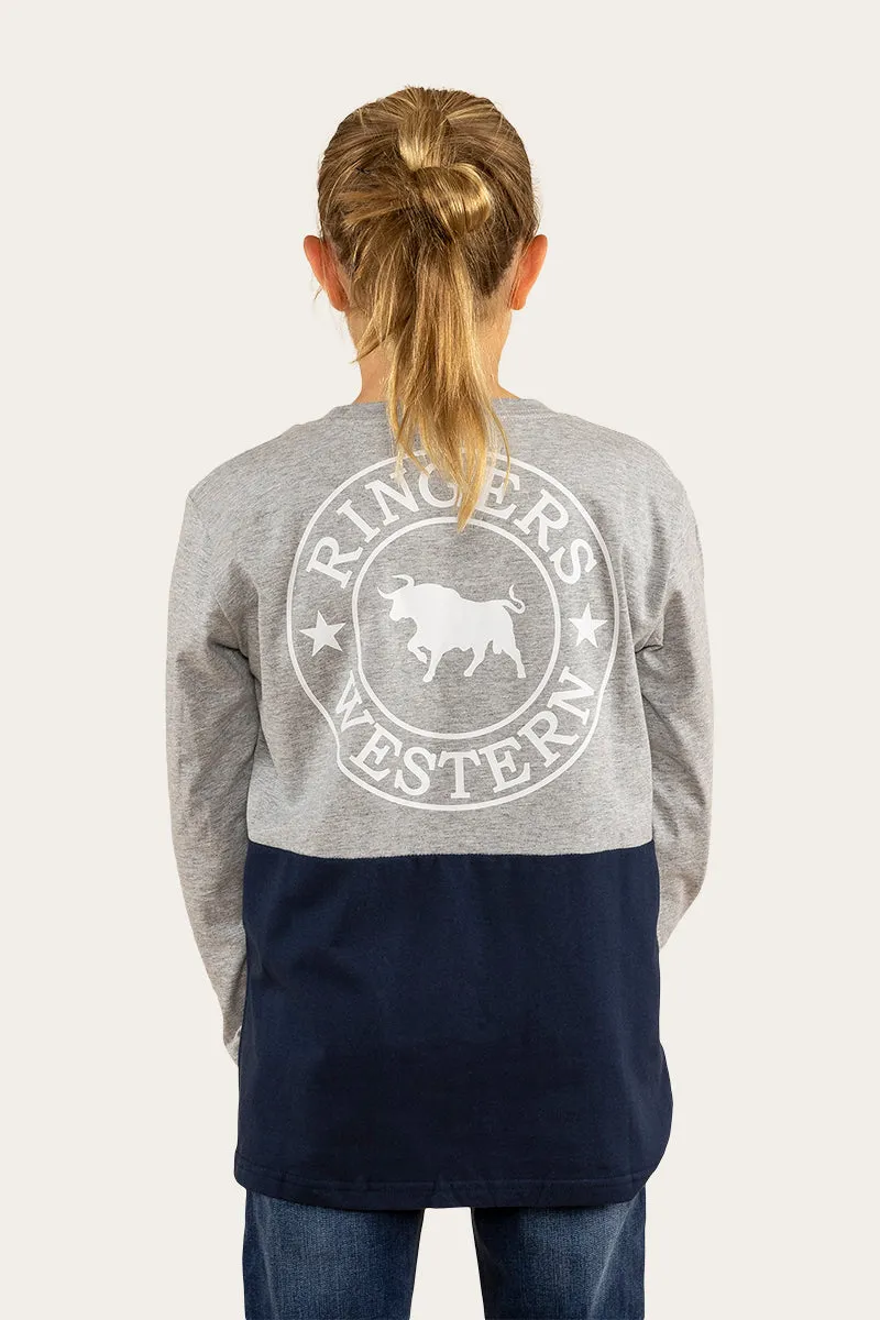 Duo Kids Long Sleeve T-Shirt - Grey Marle/College Navy