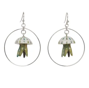 Green Jellyfish Hoop Earrings