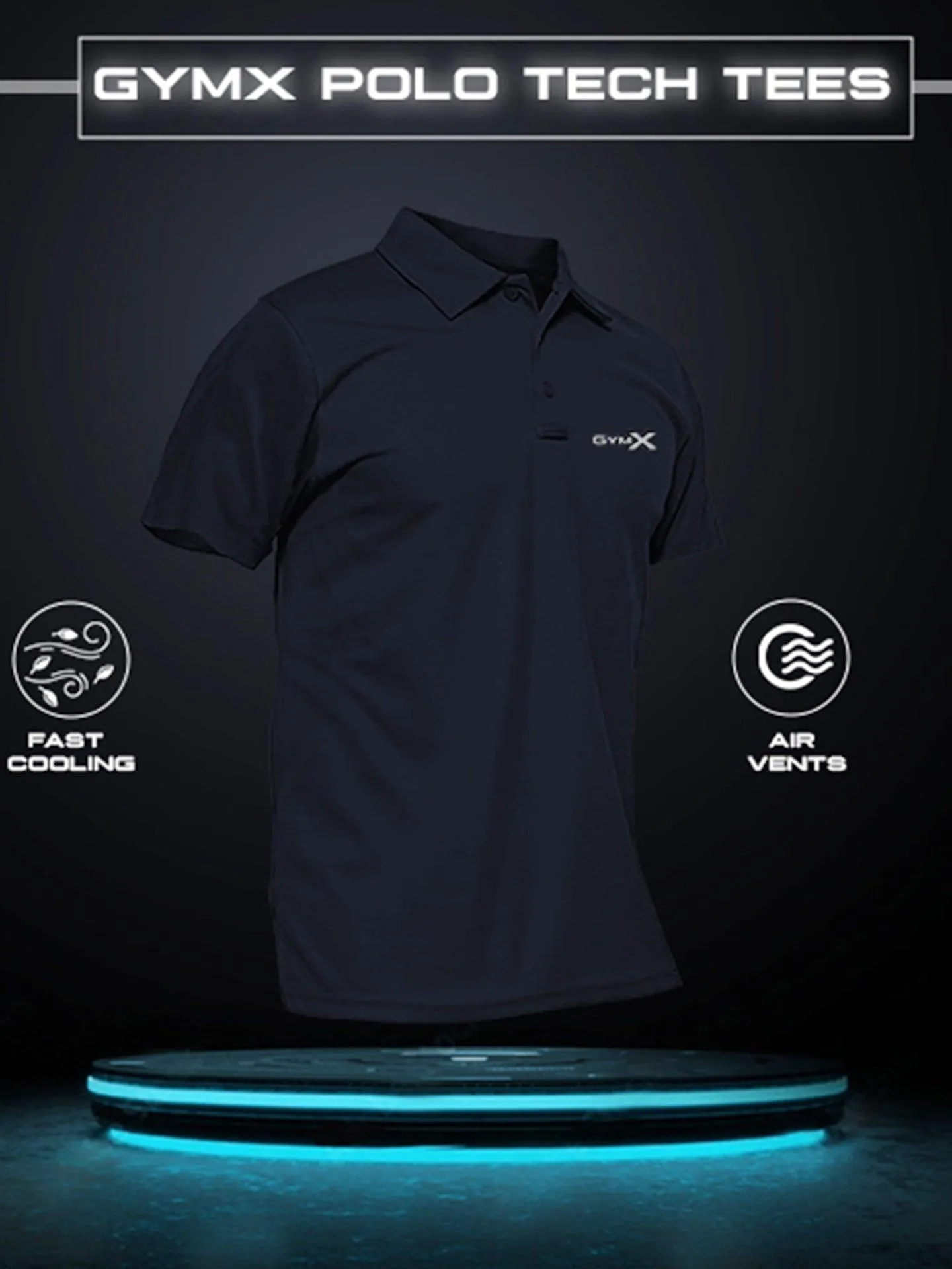 GymX Polo Tech Tee: Infinity Blue - Sale
