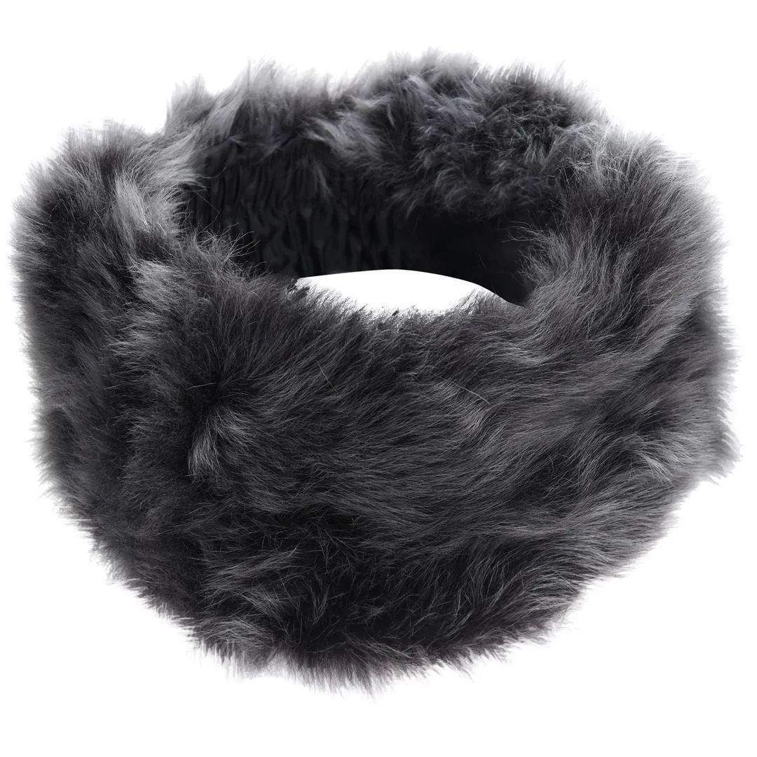 Ladies Womens Toscana Real Sheepskin Headband Neck Scarf Elasticated