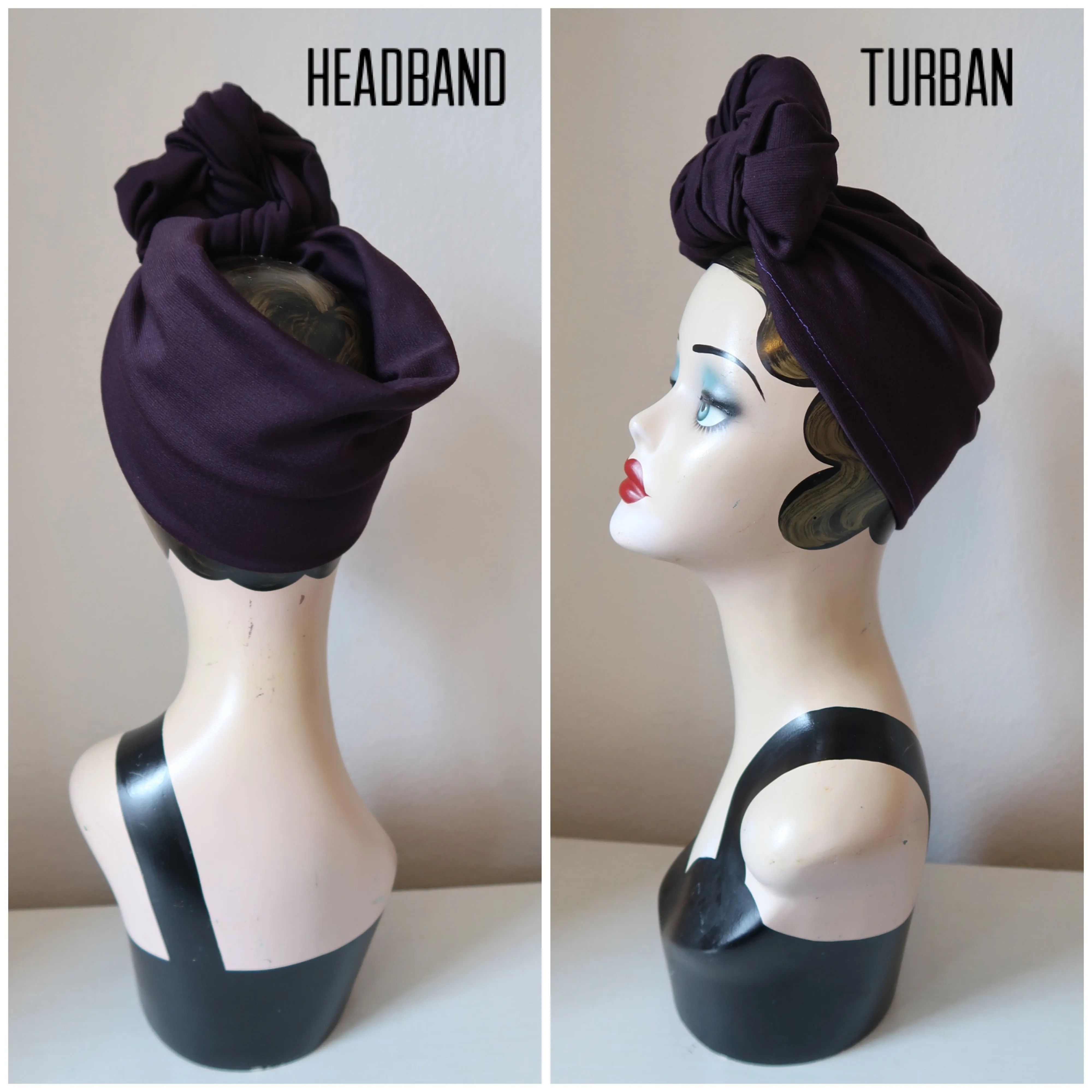 LIMITED EDITION PURPLE: Vintage Style Pre-tied Headband OR Turban💜