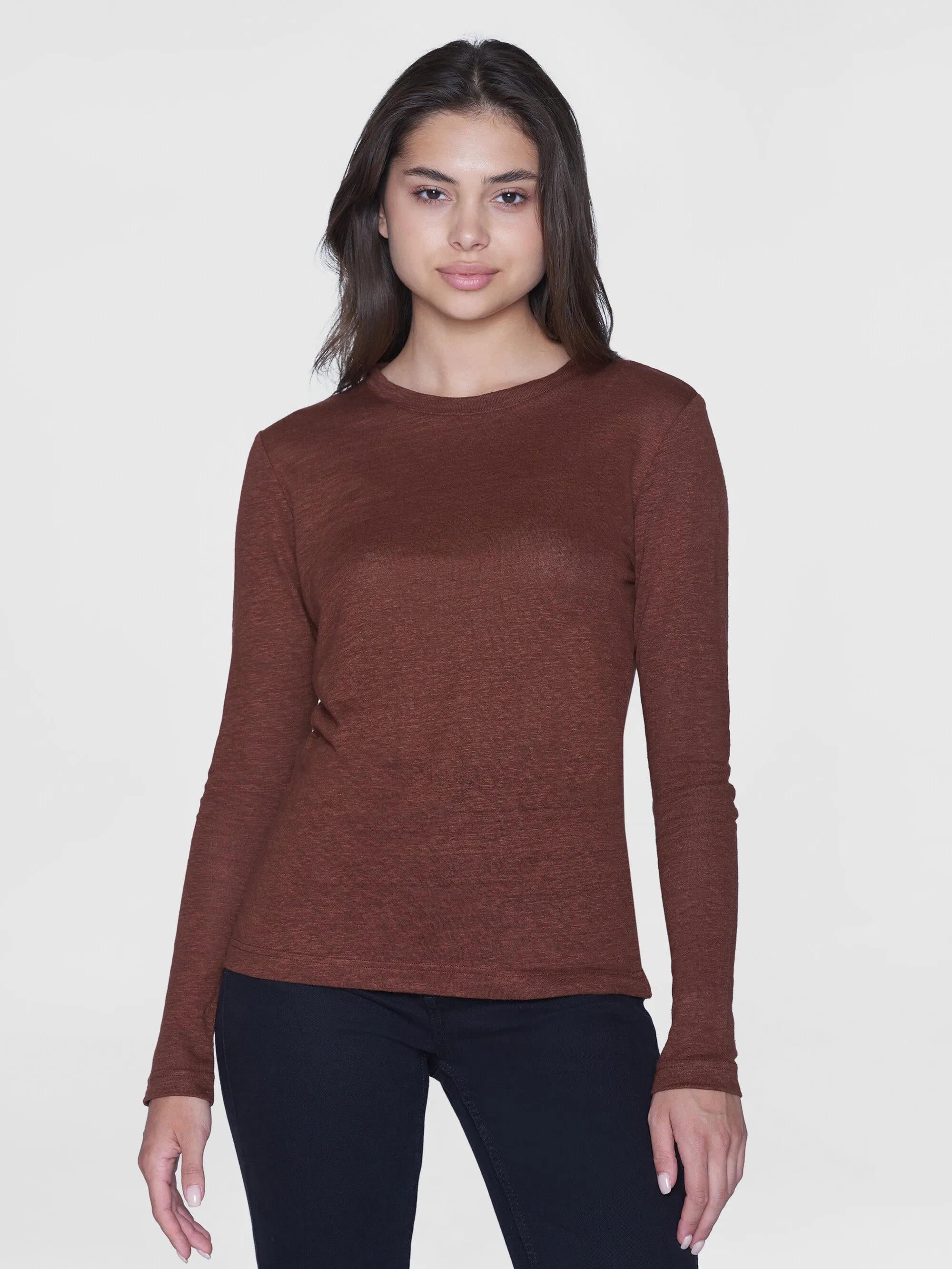 Long sleeve linen t-shirt - GOTS/Vegan - Tiramisu