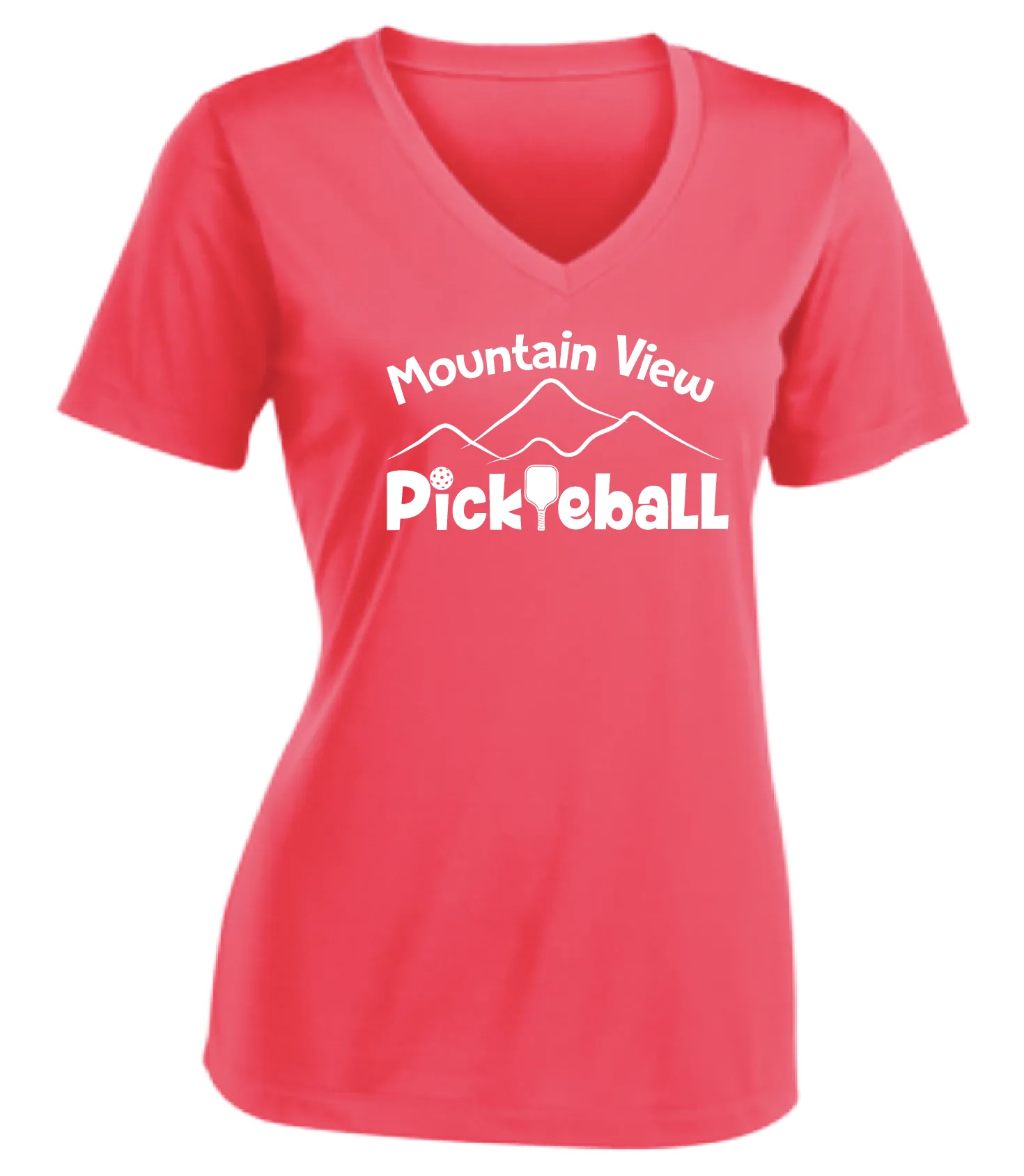 Mountain View Pickleball Club | Women's Short Sleeve V-Neck Pickleball Shirts | 100% Polyester