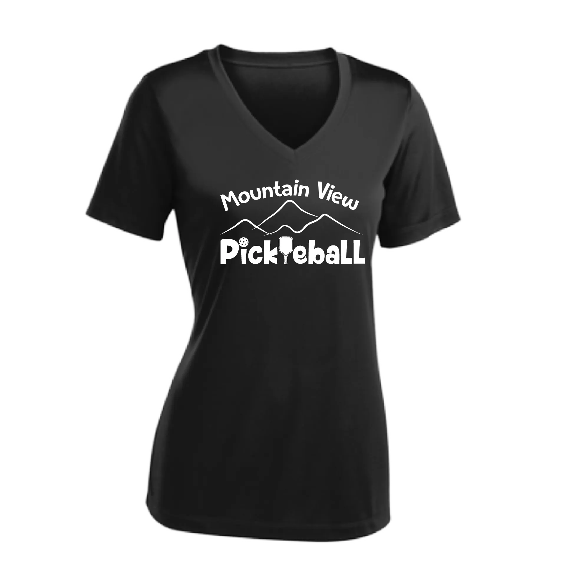 Mountain View Pickleball Club | Women's Short Sleeve V-Neck Pickleball Shirts | 100% Polyester
