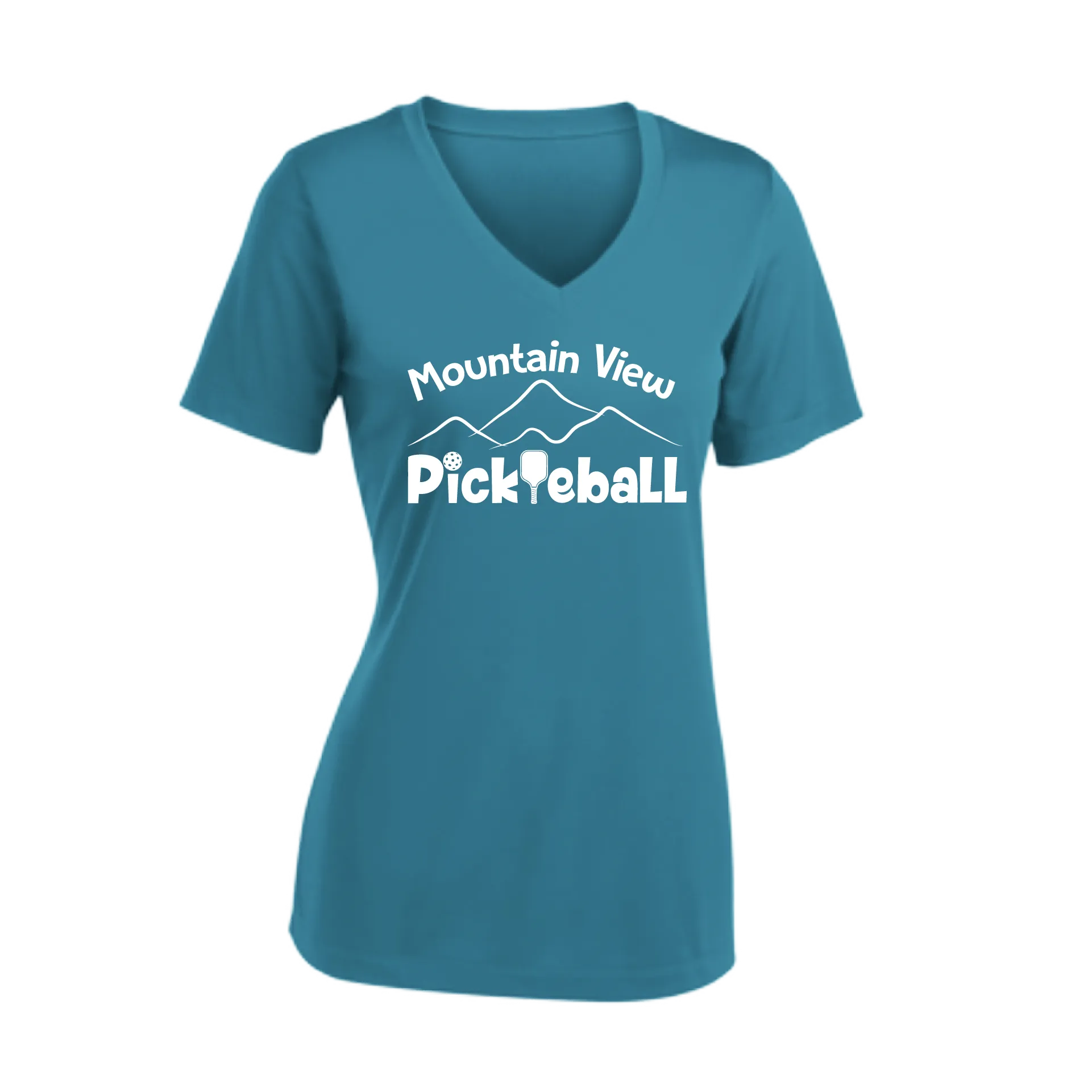 Mountain View Pickleball Club | Women's Short Sleeve V-Neck Pickleball Shirts | 100% Polyester