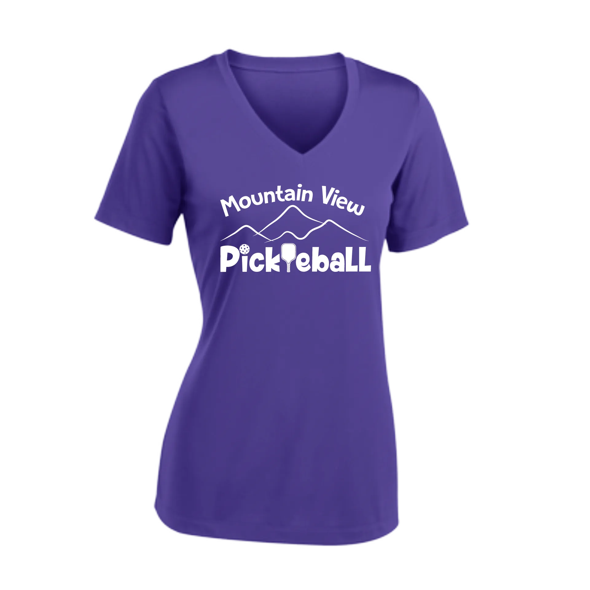 Mountain View Pickleball Club | Women's Short Sleeve V-Neck Pickleball Shirts | 100% Polyester
