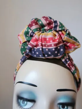 SALE ITEM: SLOUCHY KNOT Vintage Style Pre-tied Headband in Multi Stripe