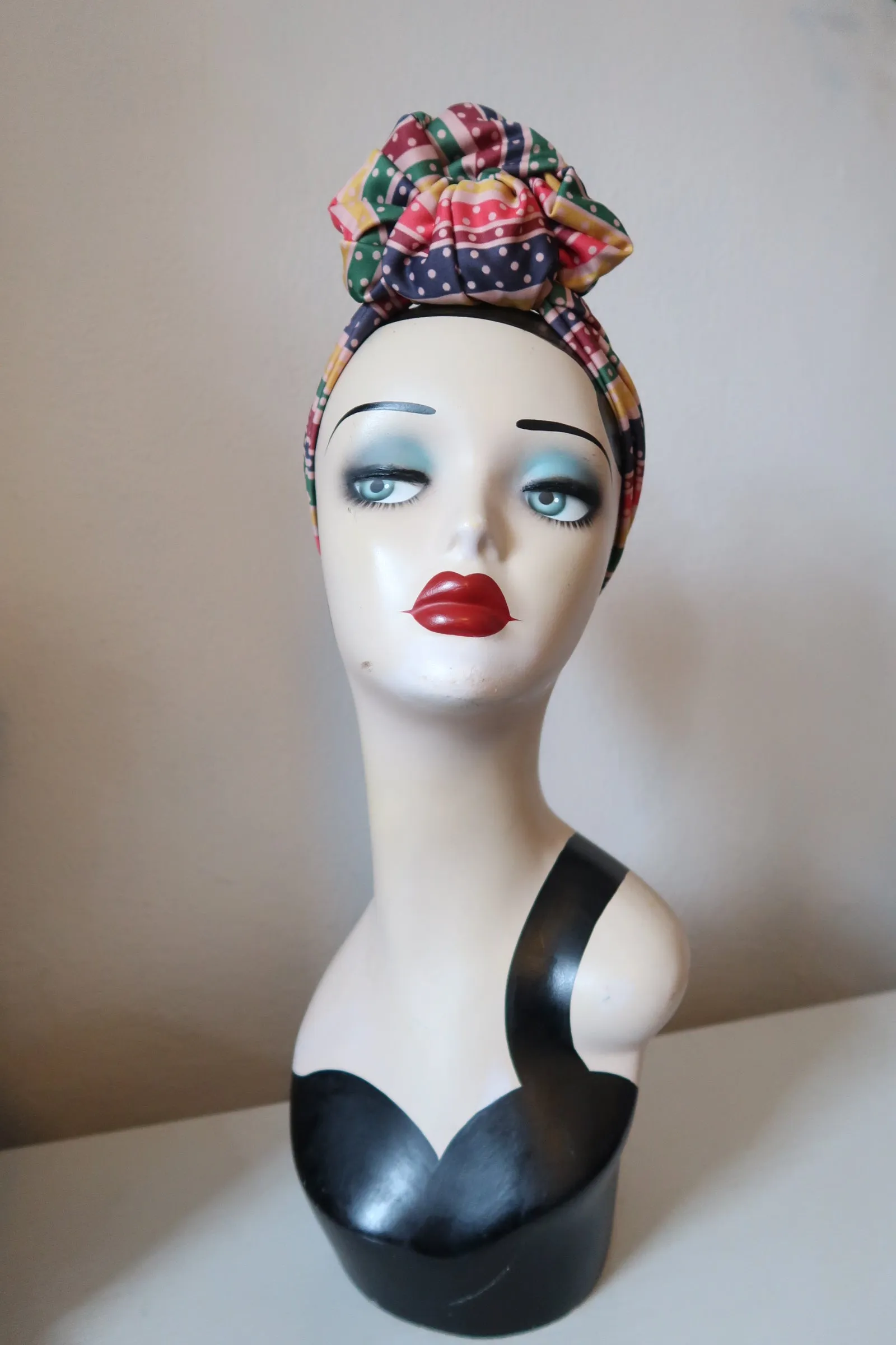 SALE ITEM: SLOUCHY KNOT Vintage Style Pre-tied Headband in Multi Stripe